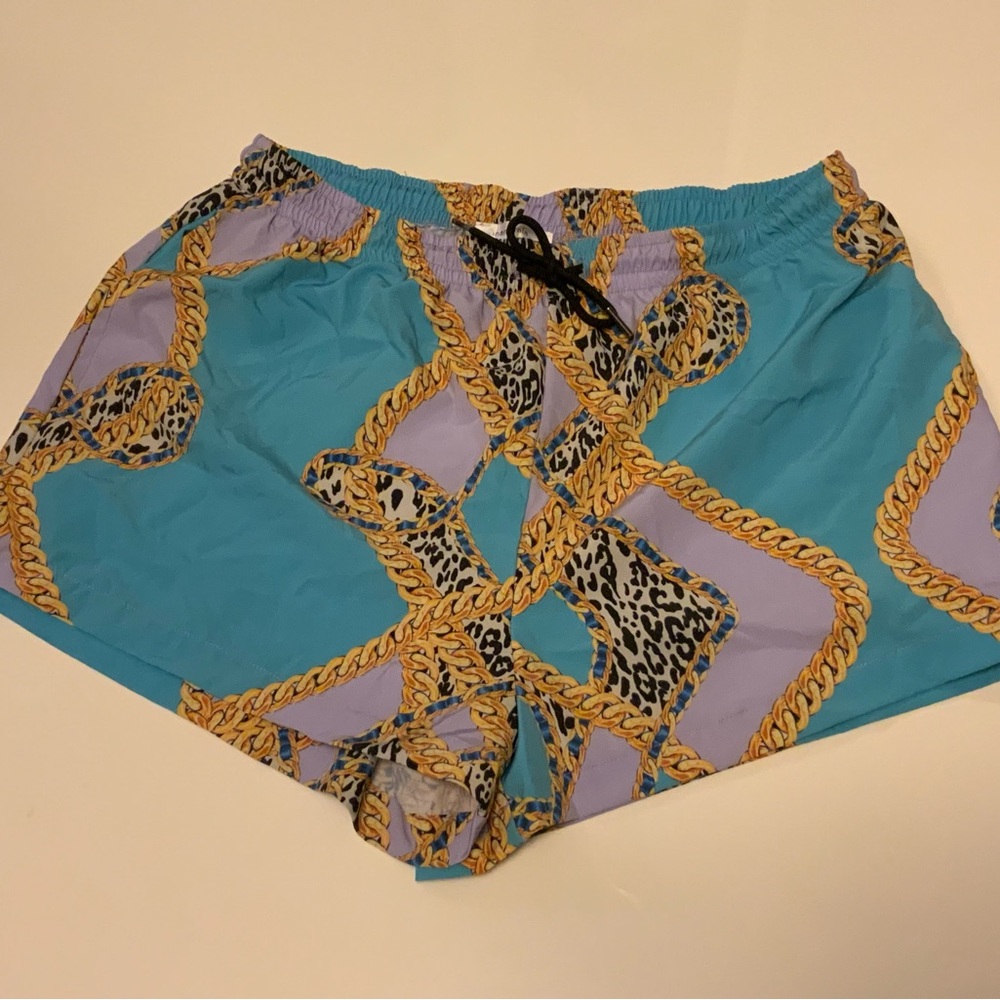 iNAMORATA Blue and Purple Swim Trunks